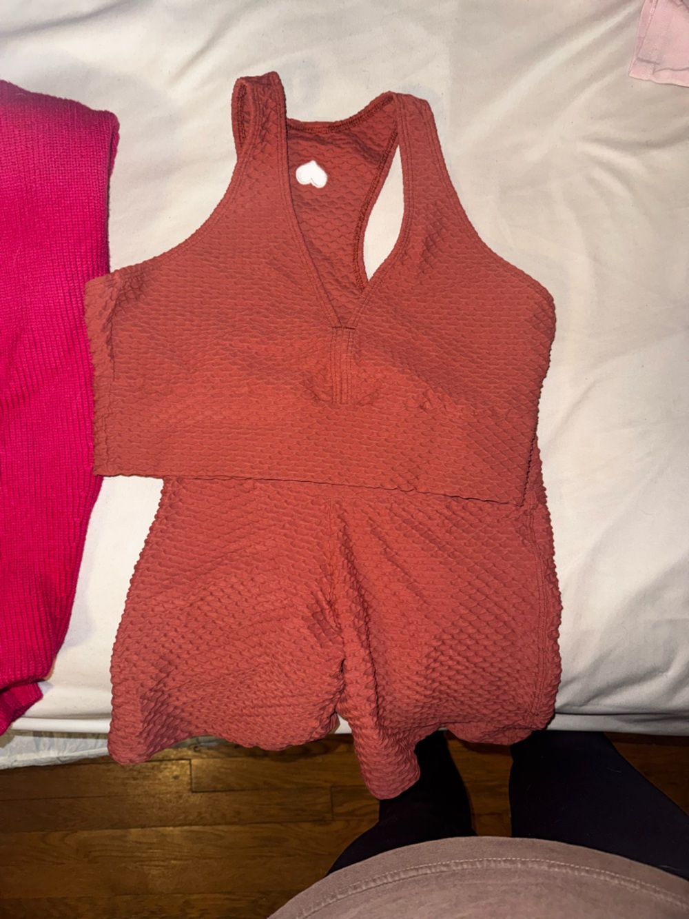 Booty by Brabants Rust Textured Sports Bra and Bike Shorts
